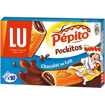 Lu Biscuits Pockitos chocolat au lait PEPITO la boite de 10 étuis - 295 g
