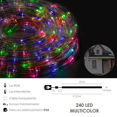 Luces Navidad Tubo Luz Multicolor 240 LEDs Uso Exteriores / Interiores - Foto 2