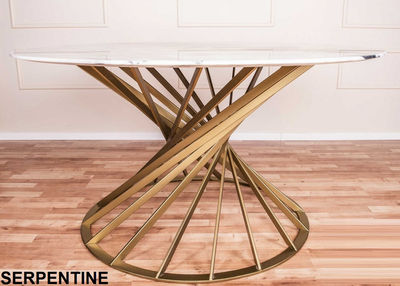 luksusowe stoły okrągły z marmurem krzesła stal nierdzewna - Zdjęcie 2