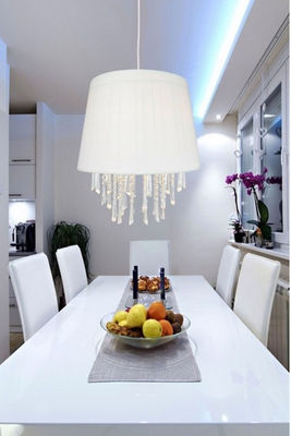 Luminaria de teto pendente lustre com cristal fs-12001-white +grátis lampada led - Foto 2