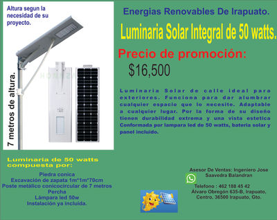 Luminaria Solar Integrada De 50 Watts