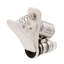 Lupa Mini Microscópio 60x para Celular com Luz Ultravioleta Garimpo