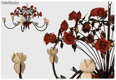 Lustres artesanais em ferro e latão. - bouquet de flores