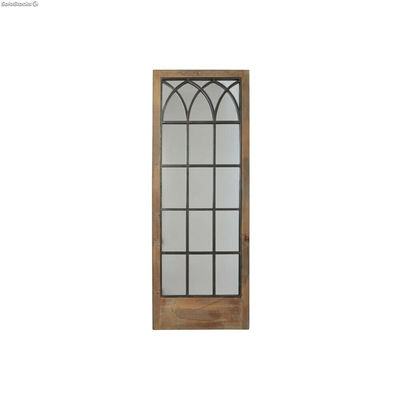 Lustro ścienne DKD Home Decor Czarny Metal Brązowy Brzoza Okno (60 x 3 x 160 cm)