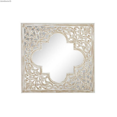 Lustro ścienne DKD Home Decor Szkło Brązowy 90 x 3 x 90 cm Biały Arabia Drewno M