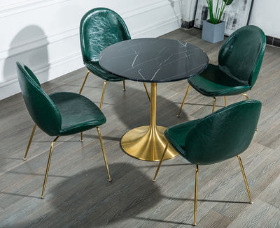 Luxo de ouro de aço inoxidável base de mesa de café tampo de mármore - Foto 2