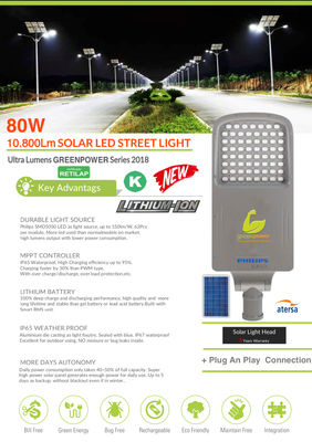 Luz de calle led solar 80W / solar led street light 80W / 10.800Lm