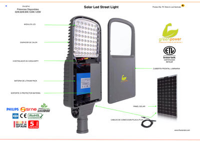 Luz de rua conduzida solar 60W / 8000Lm greenpower