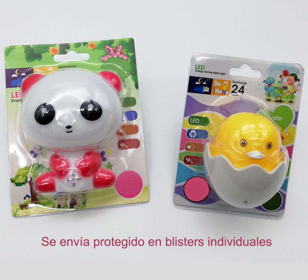 Luz Nocturna Infantil de Enchufe - Pollito y/o Panda Quitamiedos Bebé y  Niños