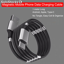 Magnetic Data Charging USB cable for iPhone Android Type C 1 Meter