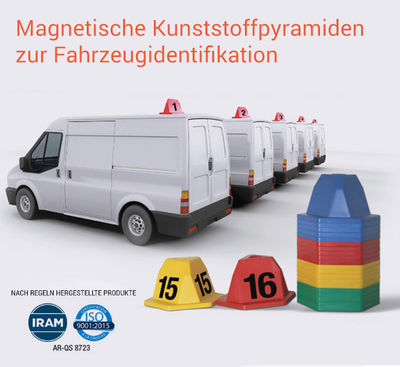 Magnetische Kunststoffpyramiden zur Fahrzeugidentifikation