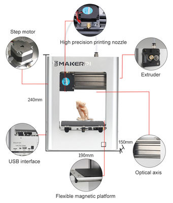 MakerPi 3D Printer M1 100*100*100mm tiny/ mini 3d printer with one button print, - Foto 3