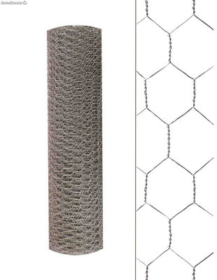 Malla metálica hexagonal - rollo alambre multiusos galvanizado plata plata 32mm