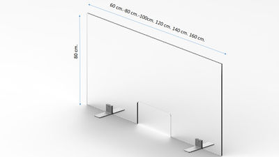 Mampara de Protección Coronavirus de Cristal de Seguridad, 80 x 60 cm.