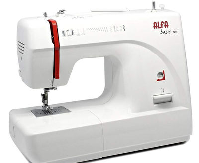 Máquina de coser Alfa 720 9 diseños puntada 6 filas 4 pasos Ojal automático