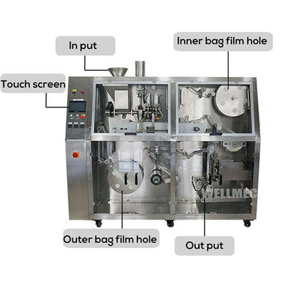Máquina de embalaje de polvo para café y té con bolsas exterior