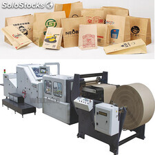Máquina de hacer bolsas de papel de fondo cuadrado con alimentación por rollo