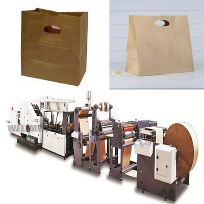 Máquina de hacer bolsas de papel de fondo cuadrado con perforación en forma de D