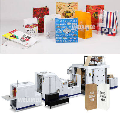 Máquina de hacer bolsas de papel de fondo cuadrado con unidades de impresión
