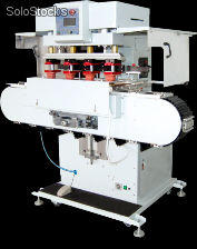 Máquina de Tampografía de 4 Colores con Tintero Abierto y Conveyor Vertical