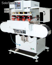 Máquina de Tampografía de 4 Colores con Tintero Hermético y Conveyor Vertical