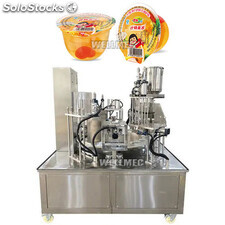 Máquina llenadora y selladora rotativa de vasos de papel con salsa de soja