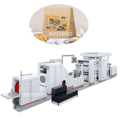Máquina para fabricar bolsas de papel de fondo cuadrado con impresora
