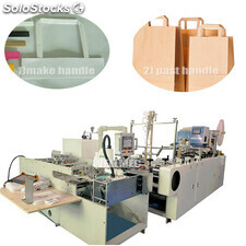 Máquina para fabricar y pegar manijas de bolsas de papel de cuerda plana