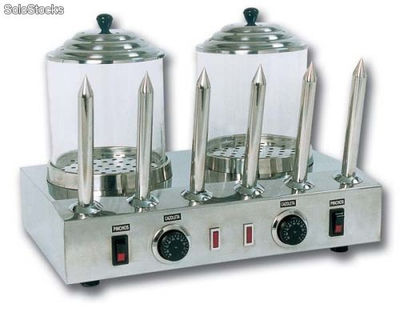 Maquina para hot dogs con 2 vaporizadores y con 6 pinchos para pan P 6 Ref 219