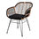 MARCEL CONFORT Cadeira de rattan sintético preto com braços e almofada - 1