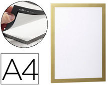 Marco porta anuncios durable magnetico din a4 dorso adhesivo removible color oro