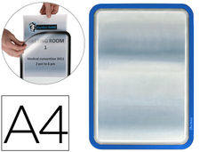 Marco porta anuncios tarifold magneto din a4 dorso adhesivo removible color azul