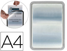 Marco porta anuncios tarifold magneto din a4 dorso adhesivo removible color gris