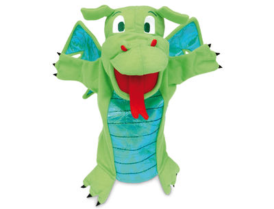 Marioneta fiesta crafts de tela para mano y dedos dragon verde 17x33 cm - Foto 2