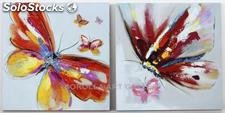 Mariposa - Pareja | Pinturas de arte abstracto y moderno en mixta sobre lienzo