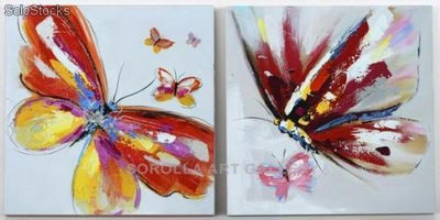 Mariposa - Pareja | Pinturas de arte abstracto y moderno en mixta sobre lienzo