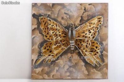 Mariposa | Pinturas de arte abstracto y moderno en mixta sobre lienzo