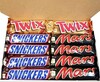 chocolate mars, twix, snickers