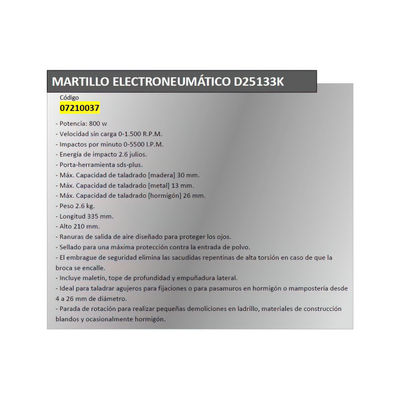 Martillo Electroneumatico Dewalt D25133k - Foto 2