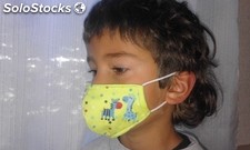 mascarilla facial infantil de algodón, 3 capas con filtro, antipolucion