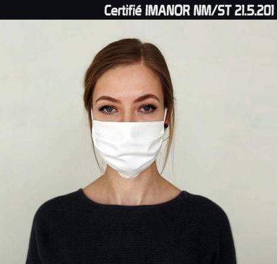 Masque Bavette Haute Qualité en Tissu Lavable Certifié IMANOR NM/ST 21.5.201