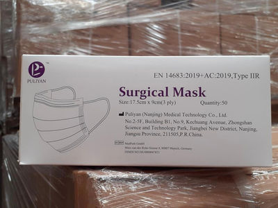 Masque chirurgicaux bleus type iir EN14683:2019