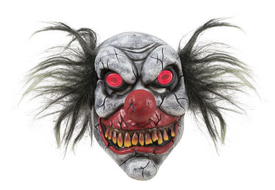 Masque de Clown Fou adulte en latex avec cheveux et yeux lumineux...