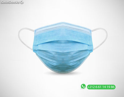 Masque de Protection 3 plis jetable avec barrette nasale Haute Filtration