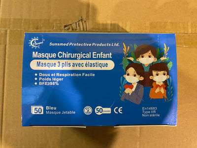 Masques chirurgicaux bleus enfant type IIR français EN14683:2019 - Photo 4