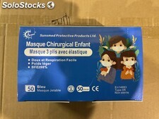 Masques chirurgicaux bleus enfants type IIR français EN14683:2019