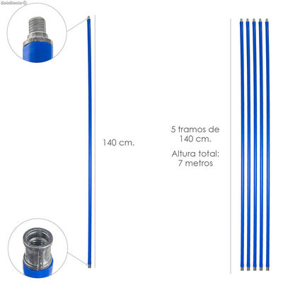 Mastil Deshollinador 5 tramos de 140 cm. (7 metros x 20 mm.)