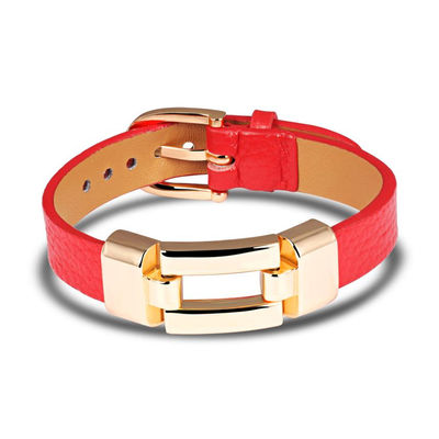 Mayor Pulsera de cuero rojo con encanto de sujetador chapado en oro