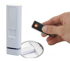 Mechero USB recargable - Sin gas y sin llama y anti-viento YES FIRE Blanco