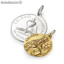Medalla religiosa personalizada de plata 925 bañada en oro 18k